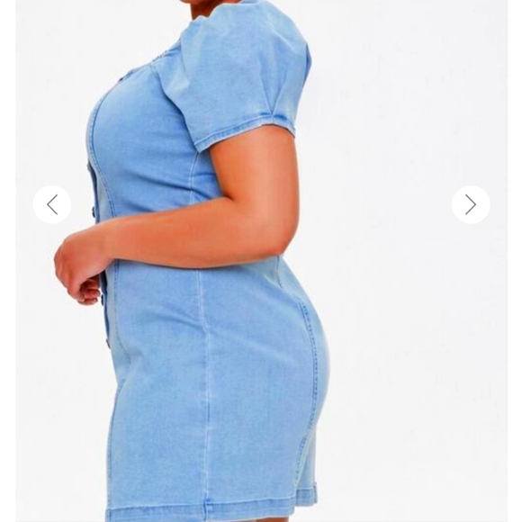 Plus Size Forever 21 Chambray Puff-Sleeve Dress - Picture 2 of 5